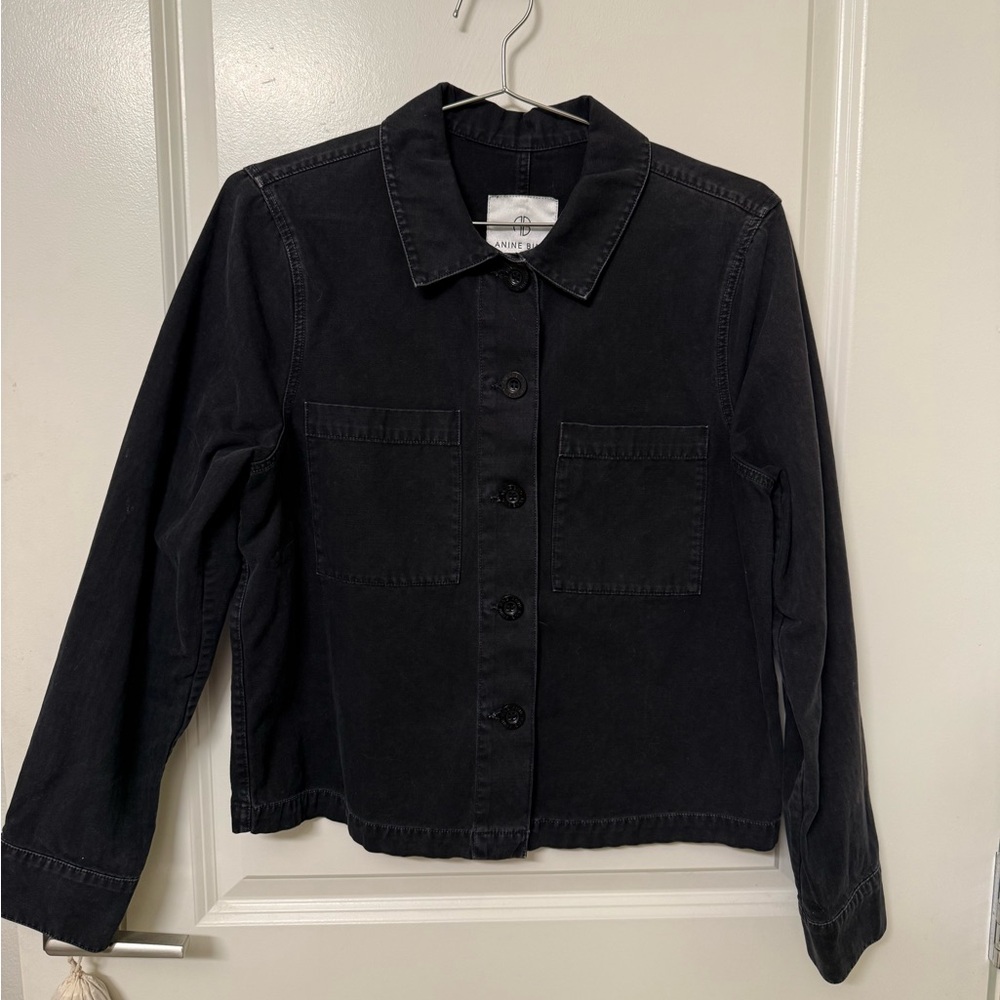 Anine Bing Minimalist Black Button-Front Denim Women’s Jacket - size M